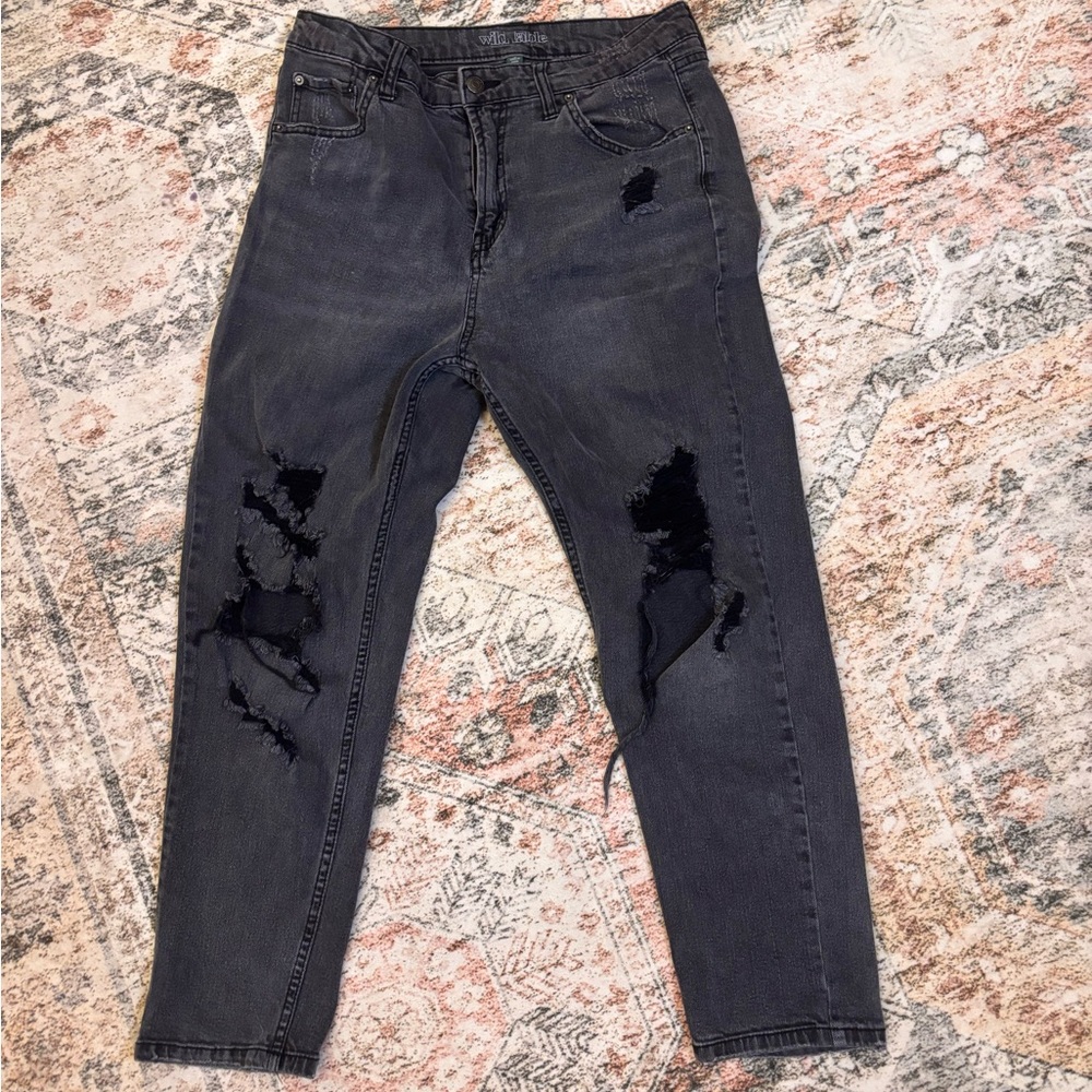 Wild Fable Distressed Black Jeans‎ Size 10 High Rise Straight Leg Grunge Y2K Mom